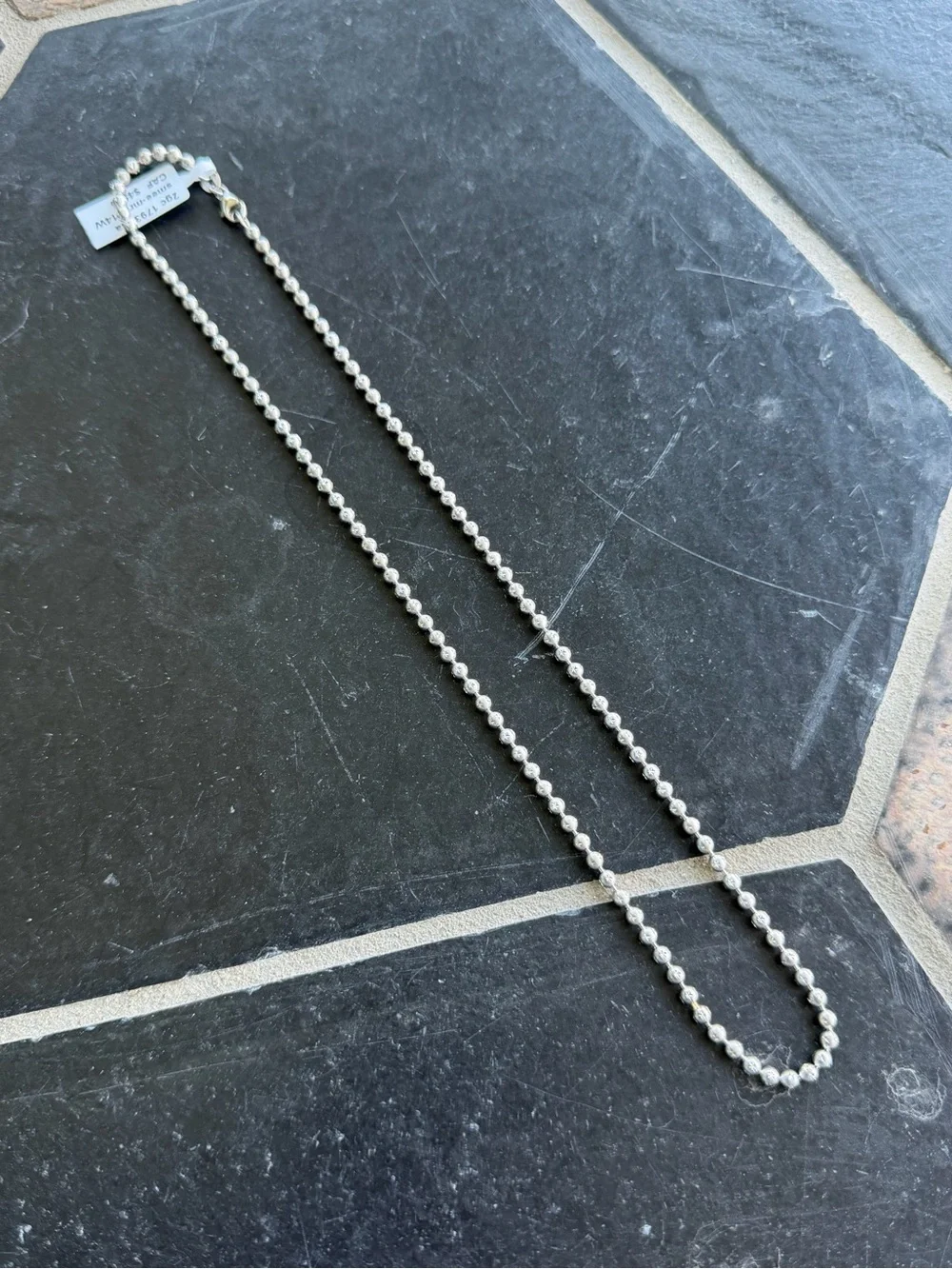 14kt. White Gold  Beaded Necklace  18” long